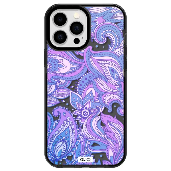 Purple Paisley Apple iPhone 13 Pro Max impact Smoke Black Case