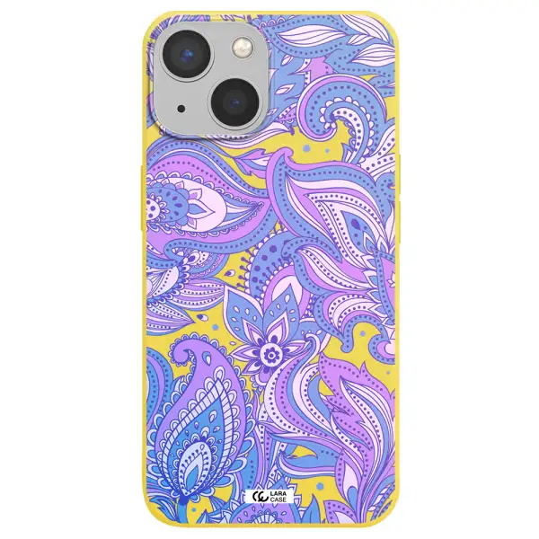 Purple Paisley Apple iPhone 13 Silicone canary yellow Case