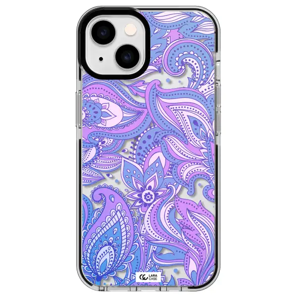 Purple Paisley Apple iPhone 14 impact black border Case