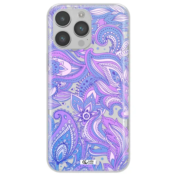 Purple Paisley Apple iPhone 14 pro Clear TPU Case