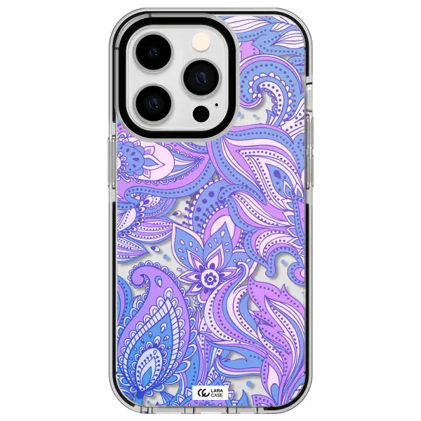 Purple Paisley Apple iPhone 14 pro impact black border Case