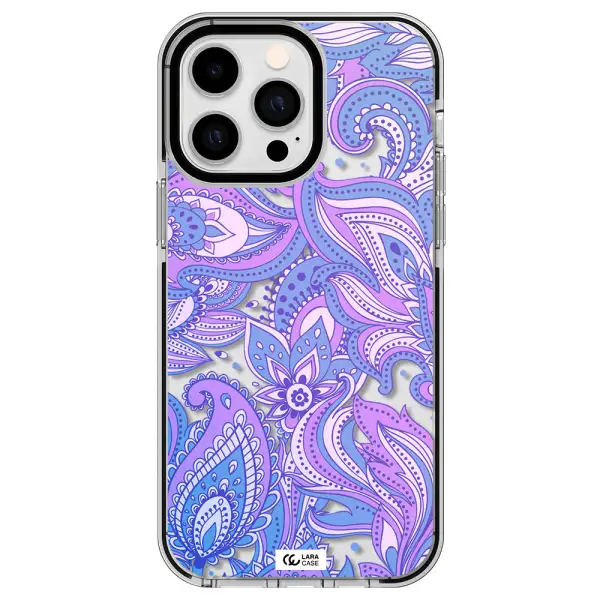Purple Paisley Apple iPhone 14 pro max impact black border Case
