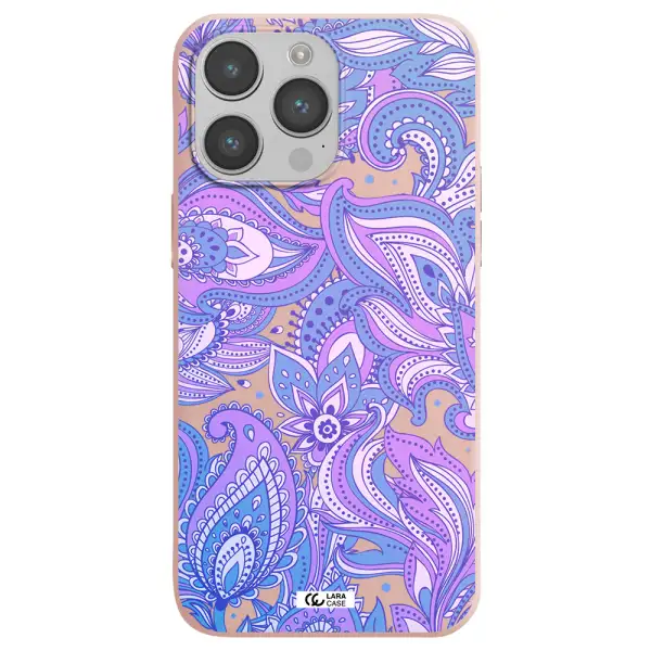 Purple Paisley Apple iPhone 14 pro max Silicone pastel pink Case