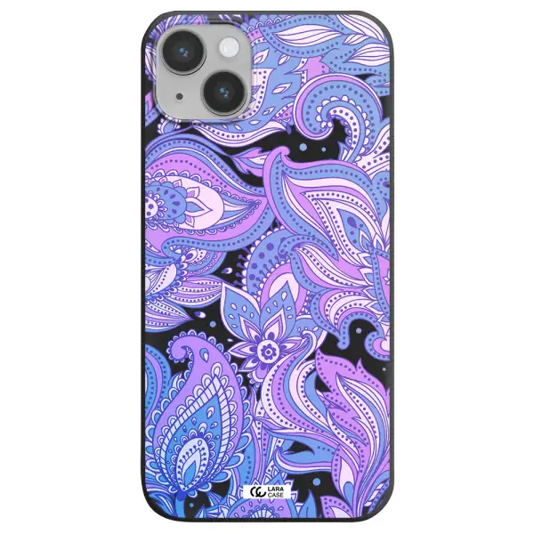 Purple Paisley Apple iPhone 14 Silicone black Case