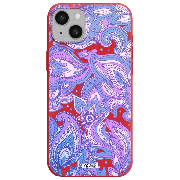 Purple Paisley Apple iphone 15 plus Silicone Imperial Red Case
