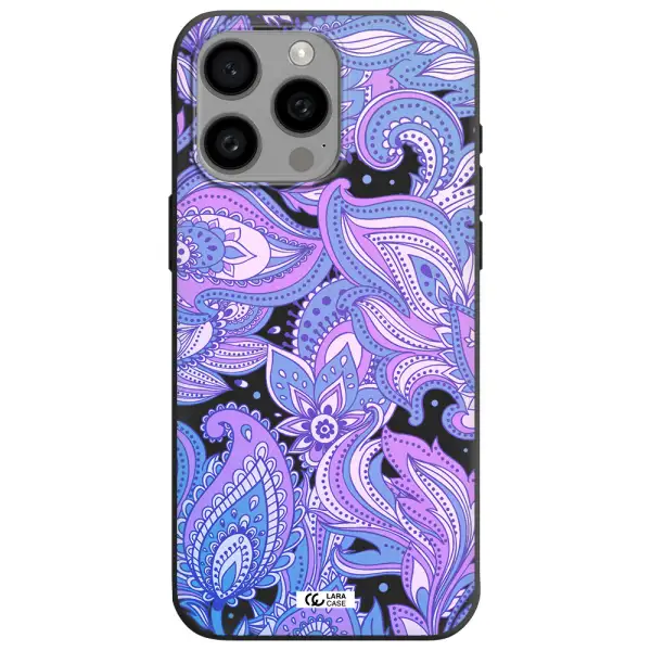 Purple Paisley Apple Iphone 15 Pro max Silicone black Case
