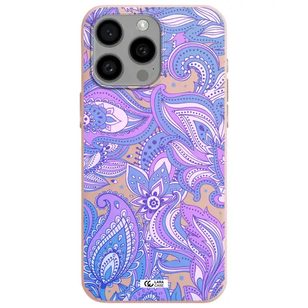 Purple Paisley Apple Iphone 15 Pro max Silicone pastel pink Case