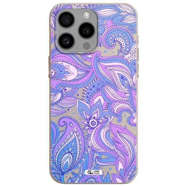 Purple Paisley Apple Iphone 15 Pro max Silicone Stone Case