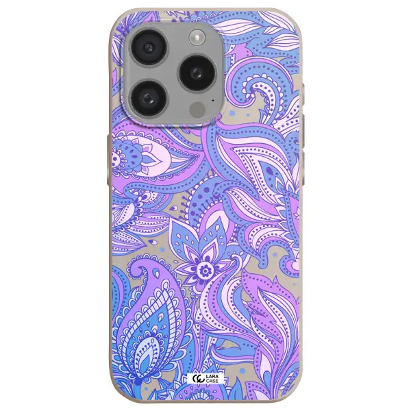 Purple Paisley Apple Iphone 15 Pro Silicone Stone Case