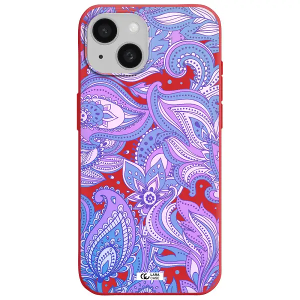 Purple Paisley Apple Iphone 15 Silicone Imperial Red Case