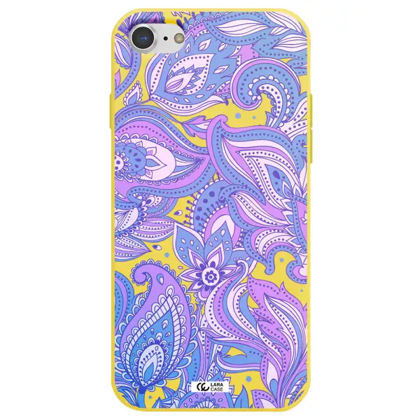 Purple Paisley Apple iPhone 8 Silicone canary yellow Case