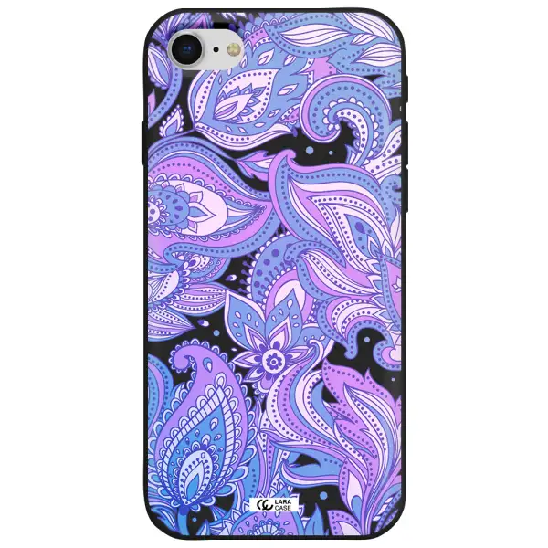 Purple Paisley Apple iPhone se 2020 Silicone black Case