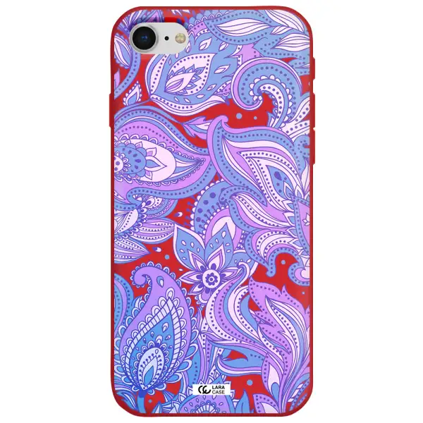 Purple Paisley Apple iPhone se 2020 Silicone Imperial Red Case