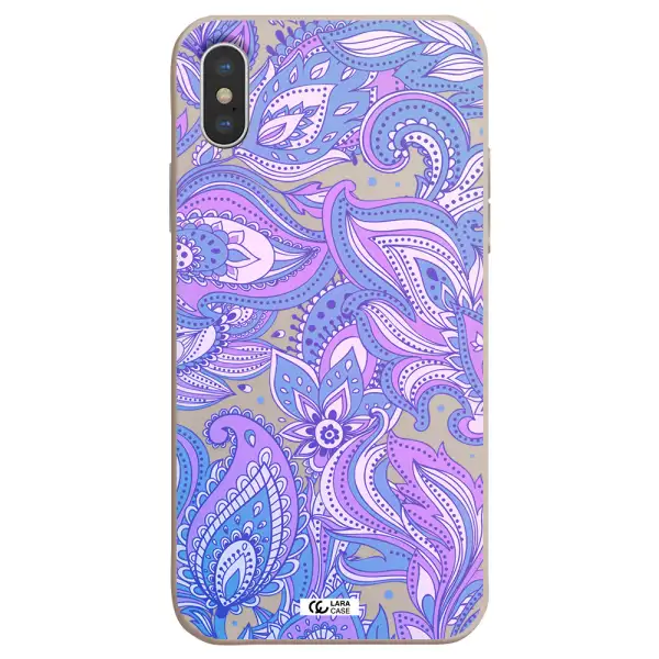 Purple Paisley Apple iPhone X Silicone Stone Case