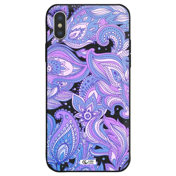 Purple Paisley Apple iPhone XS Silicone black Case