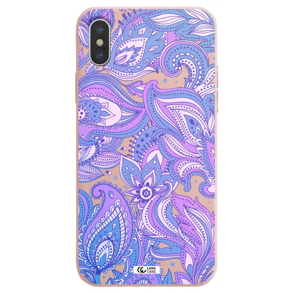 Purple Paisley Apple iPhone XS Silicone pastel pink Case