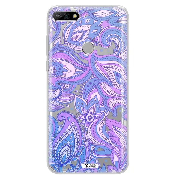 Purple Paisley Huawei Y7 2018 Clear TPU Case