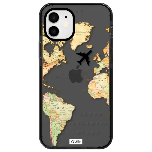 Travel Map Apple iPhone 11 impact Smoke Black Case