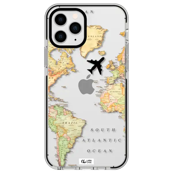 Travel Map Apple iPhone 11 pro impact black border Case