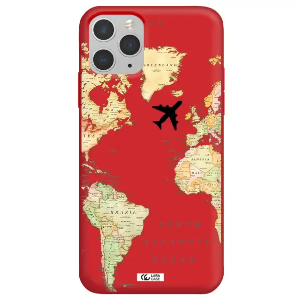 Travel Map Apple iPhone 11 pro Silicone Imperial Red Case