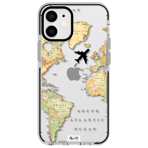 Travel Map Apple iPhone 12 mini impact black border Case
