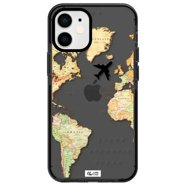 Travel Map Apple iPhone 12 mini impact Smoke Black Case