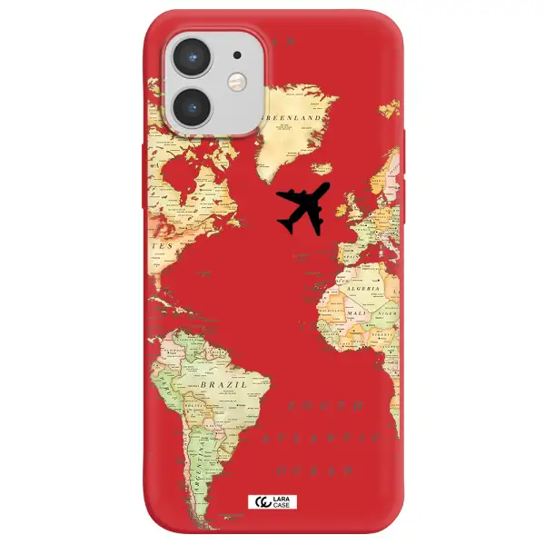 Travel Map Apple iPhone 12 mini Silicone Imperial Red Case