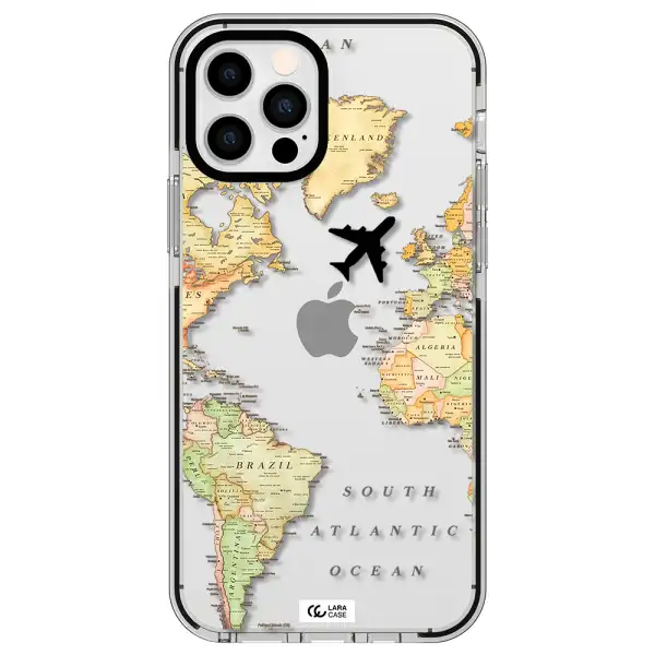 Travel Map Apple iPhone 12 pro impact black border Case
