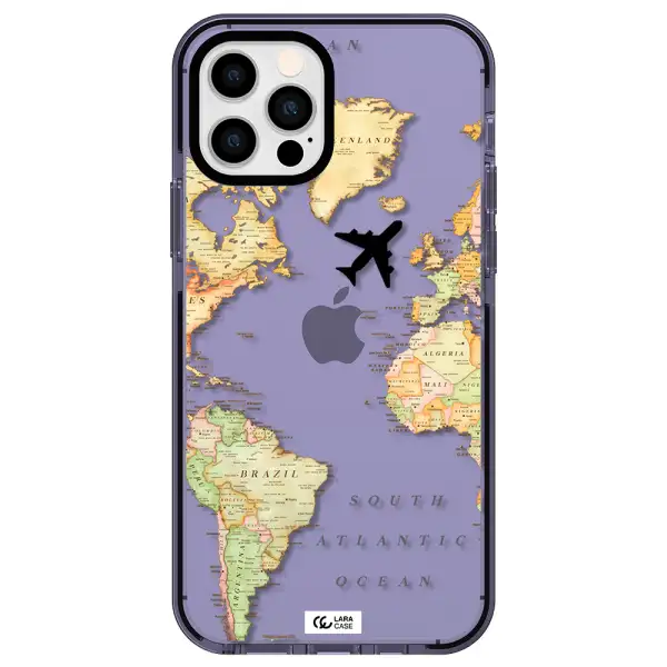 Travel Map Apple iPhone 12 pro impact Lilac Case
