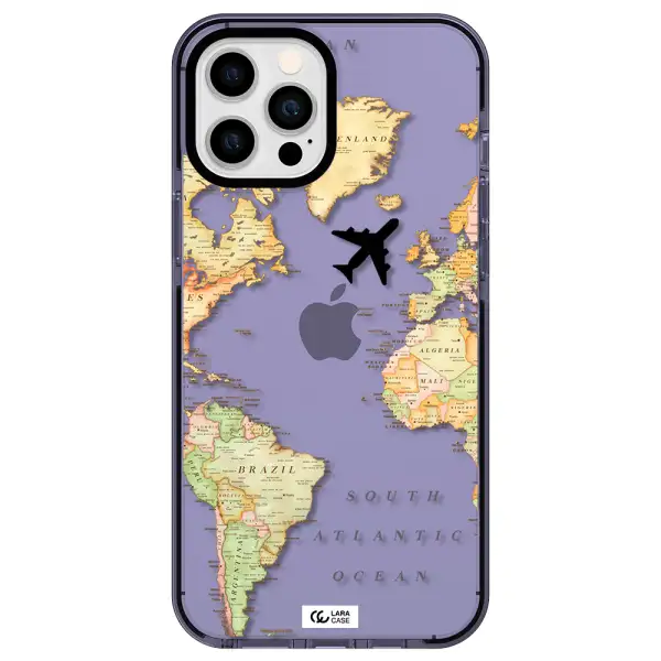 Travel Map Apple iPhone 12 pro max impact Lilac Case
