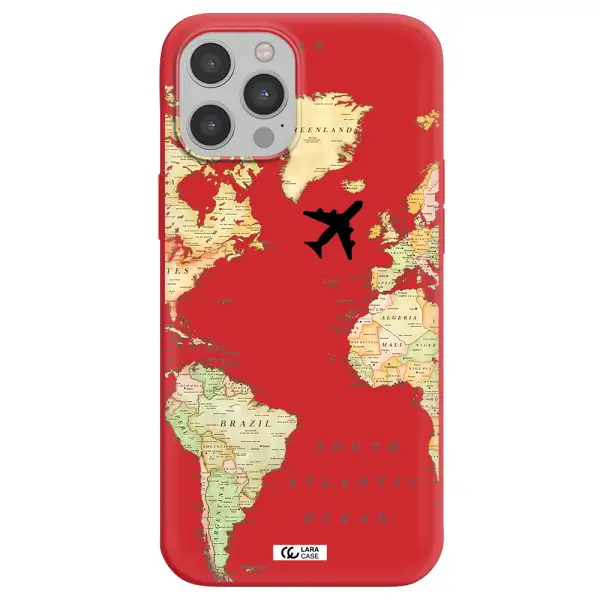Travel Map Apple iPhone 12 pro Silicone Imperial Red Case