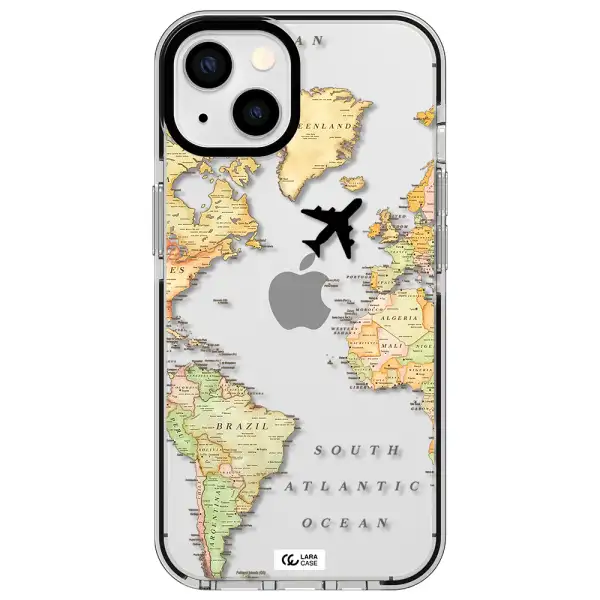 Travel Map Apple iPhone 13 impact black border Case