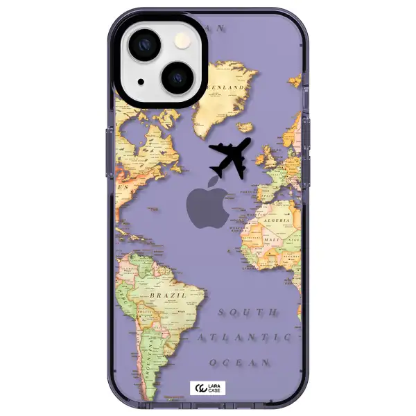 Travel Map Apple iPhone 13 impact Lilac Case