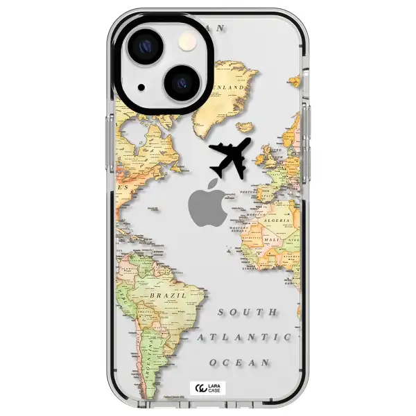 Travel Map Apple iPhone 13 mini impact black border Case