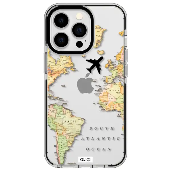 Travel Map Apple iPhone 13 Pro impact black border Case