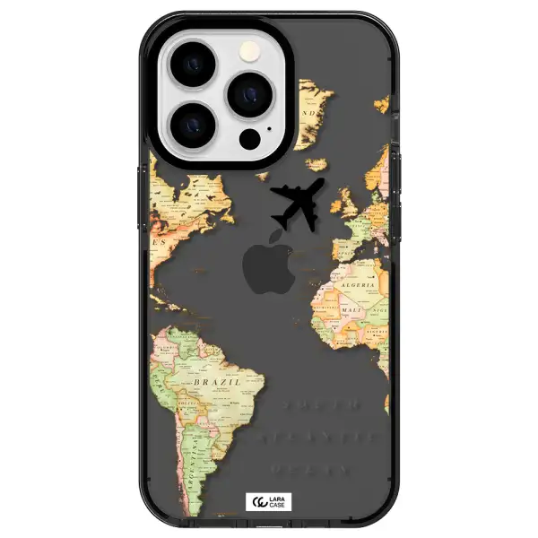 Travel Map Apple iPhone 13 Pro impact Smoke Black Case
