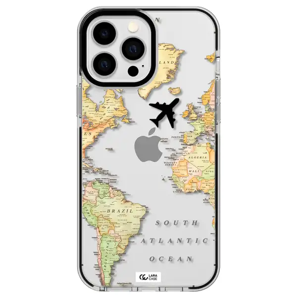 Travel Map Apple iPhone 13 Pro Max impact black border Case