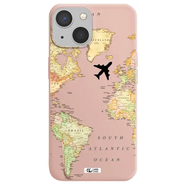 Travel Map Apple iPhone 13 Silicone pastel pink Case