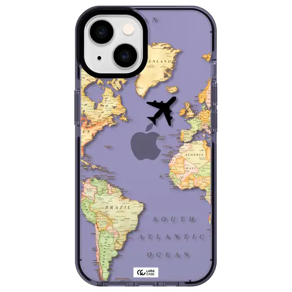Travel Map Apple iPhone 14 impact Lilac Case