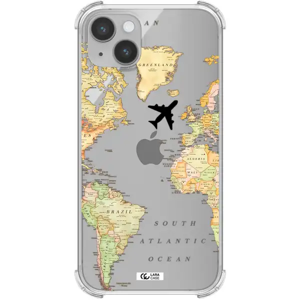 Travel Map Apple iPhone 14 plus Clear PC Case