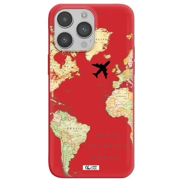 Travel Map Apple iPhone 14 pro max Silicone Imperial Red Case