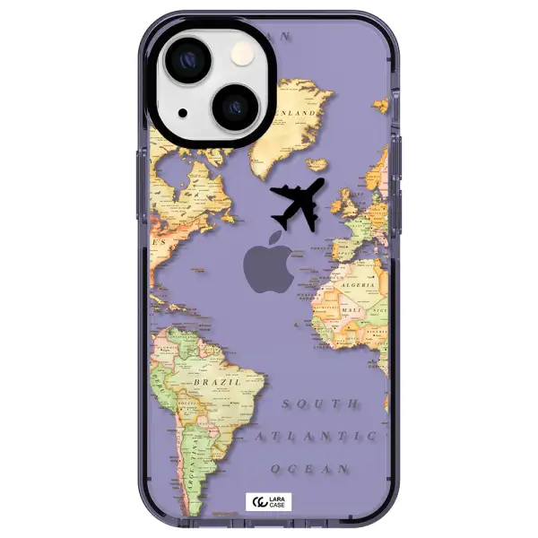 Travel Map Apple iPhone 15 Plus impact Lilac Case