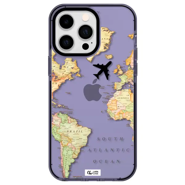 Travel Map Apple iPhone 15 Pro Max impact Lilac Case