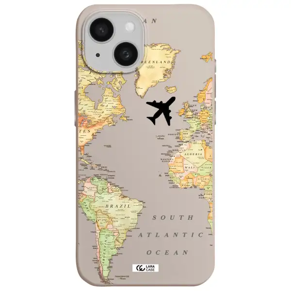 Travel Map Apple iPhone 15 Silicone Stone Case