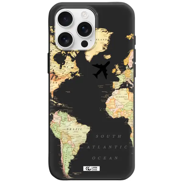Travel Map Apple Iphone 16 Pro Max Silicone Black Case