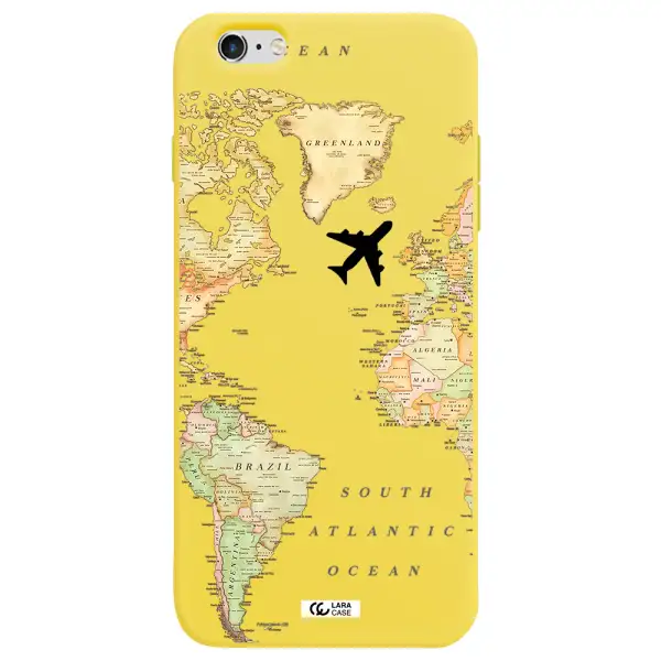 Travel Map Apple iPhone 6 plus Silicone canary yellow Case