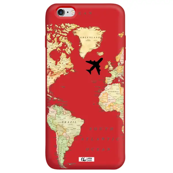 Travel Map Apple iPhone 6 s plus Silicone Imperial Red Case