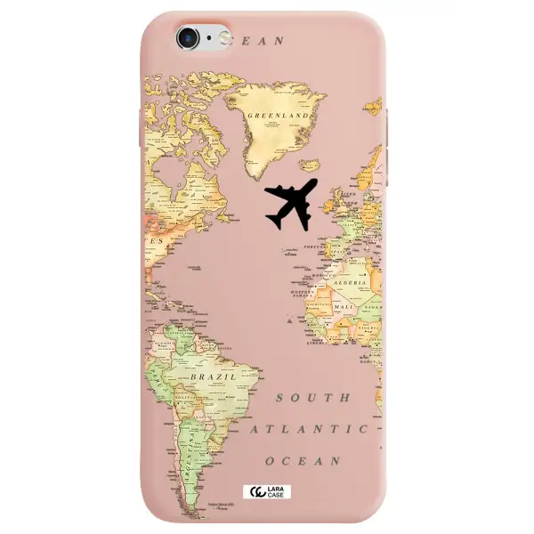 Travel Map Apple iPhone 6 s plus Silicone pastel pink Case