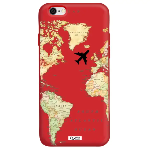 Travel Map Apple iPhone 6 Silicone Imperial Red Case