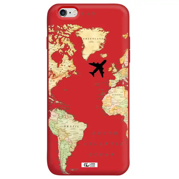 Travel Map Apple iPhone 6S Silicone Imperial Red Case
